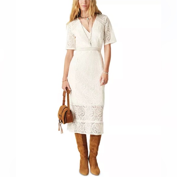 ba&sh Cream Lace Midi Dress - Picture 2 of 8